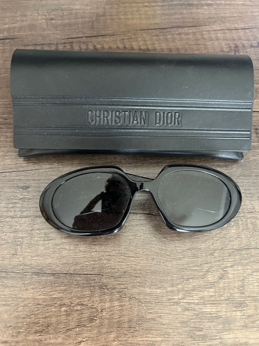 Dior Men’s Black Oval Sunglasses with Case
